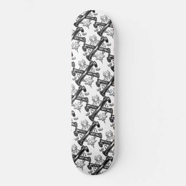 Crossed bones filigree skateboard (Front)