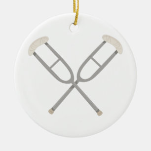Crossed Crutches Ceramic Ornament