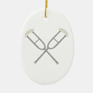 Crossed Crutches Ceramic Ornament