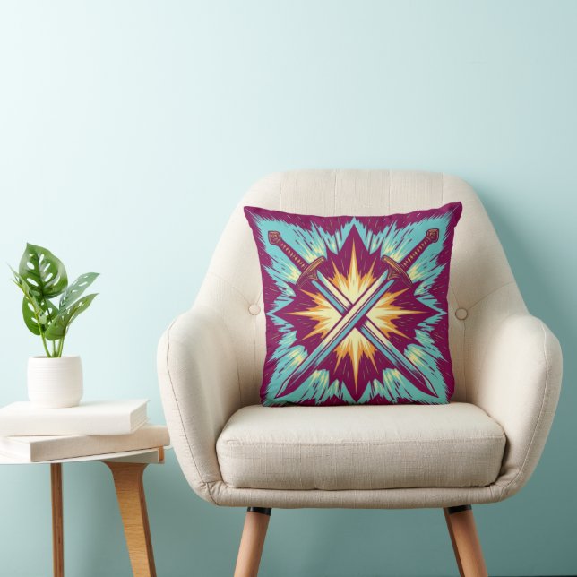 Crossed Fantasy Arrows with Glowing Energy – Dynam Throw Pillow (Chair)