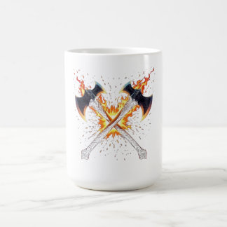 Crossed Fantasy Axes with Fiery Energy – Powerful  Coffee Mug