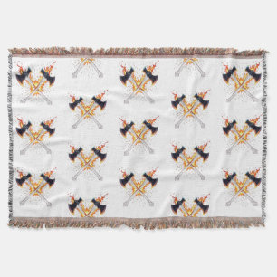 Crossed Fantasy Axes with Fiery Energy – Powerful  Throw Blanket