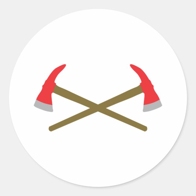 crossed firefighter axe classic round sticker (Front)