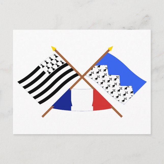 Crossed flags of Bretagne and Côtes-d'Armour Postcard (Front)