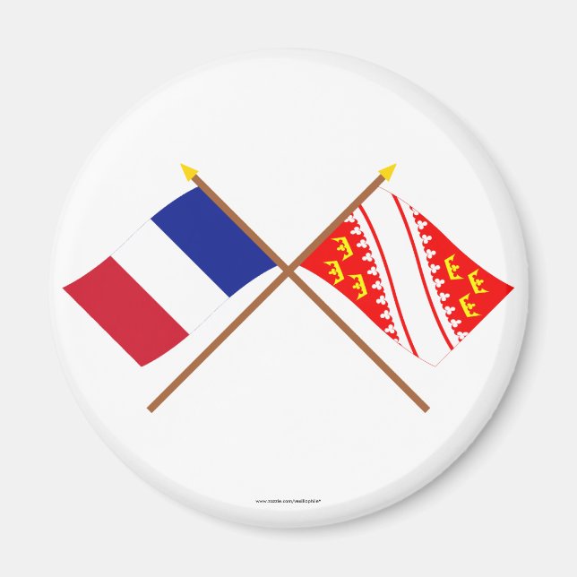 Crossed flags of France and Alsace Magnet (Front)