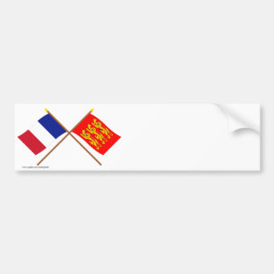 Crossed flags of France and Haute-Normandie Bumper Sticker