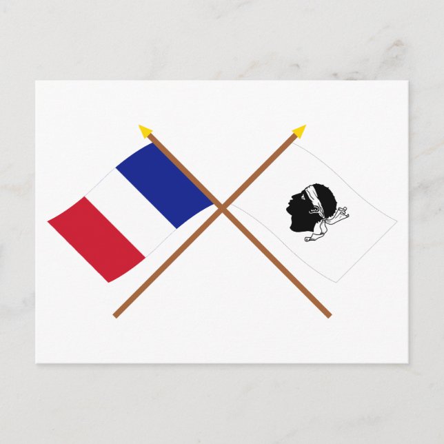 Crossed flags of France and La Corse Postcard (Front)