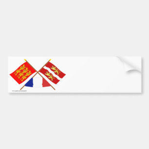 Crossed flags of Haute-Normandie & Seine-Maritime Bumper Sticker