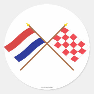Crossed flags of Holland and Noord-Brabant Classic Round Sticker