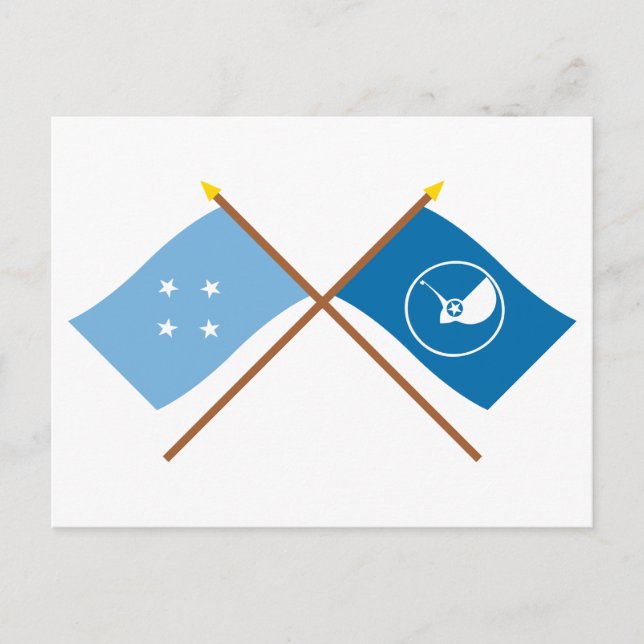 Crossed Flags of Micronesia and Yap Postcard (Front)