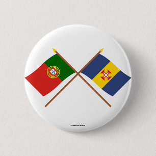 Crossed Flags of Portugal and Madeira 2 Inch Round Button