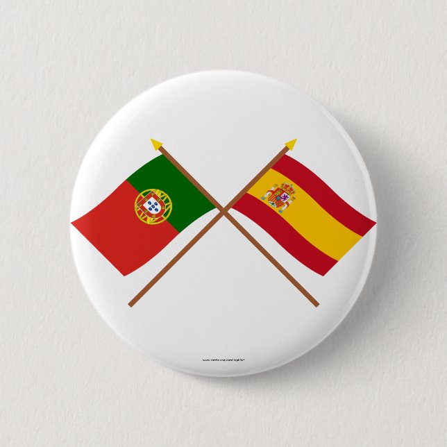 Crossed Flags of Portugal and Spain 2 Inch Round Button (Front)