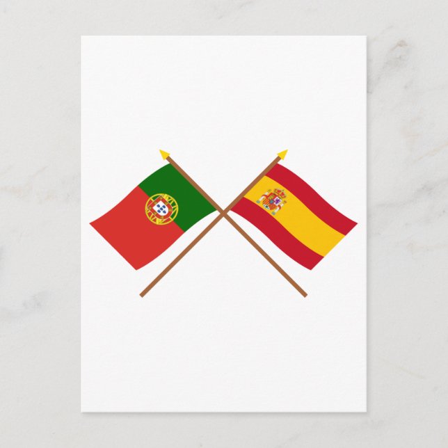 Crossed Flags of Portugal and Spain Postcard (Front)