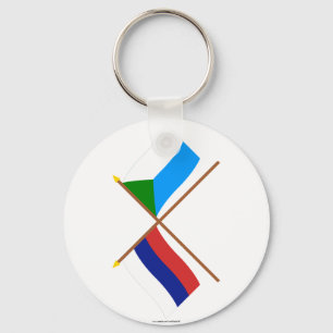 Crossed flags of Russia and Khabarovsk Krai Keychain