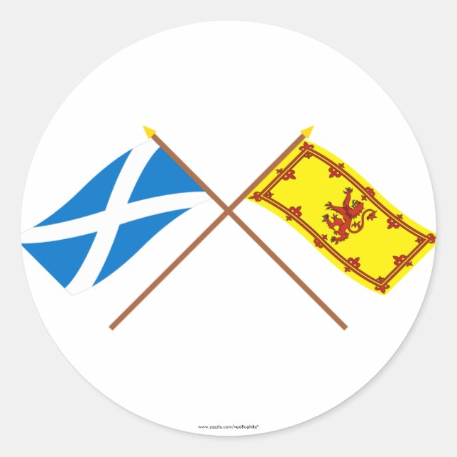 Crossed Flags of Scotland Classic Round Sticker (Front)