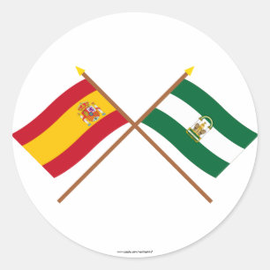 Crossed flags of Spain and Andalucía Classic Round Sticker