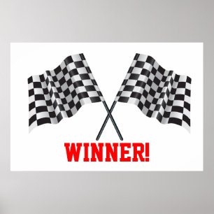 crossed flags representing sport or finishing line poster