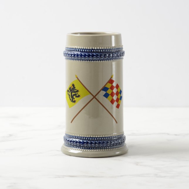 Crossed Flanders and Antwerp Flags Beer Stein (Center)