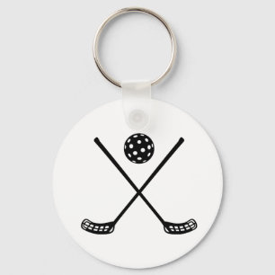 Crossed floorball sticks keychain