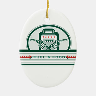 Crossed Fuel Nozzle Gas Pump Retro Ceramic Ornament