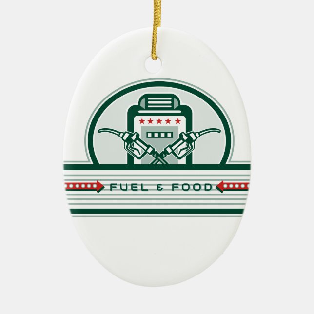 Crossed Fuel Nozzle Gas Pump Retro Ceramic Ornament (Front)