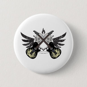 Crossed Guitars and Skulls 2 Inch Round Button