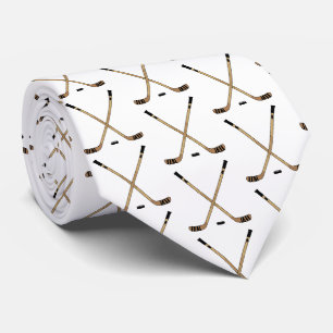 Crossed Hockey Sticks and Puck Tie