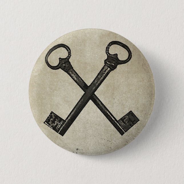 Crossed keys 2 inch round button (Front)
