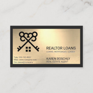 Crossed Keys Home Logo   Real Estate Business Card