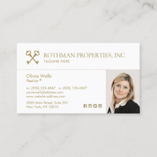 Crossed Keys Real Estate Agent  Add Photo Business Card