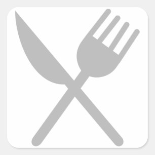 Crossed Knife and Fork Square Sticker