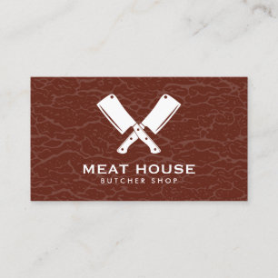 Crossed Knives Butcher Meat Texture Business Card