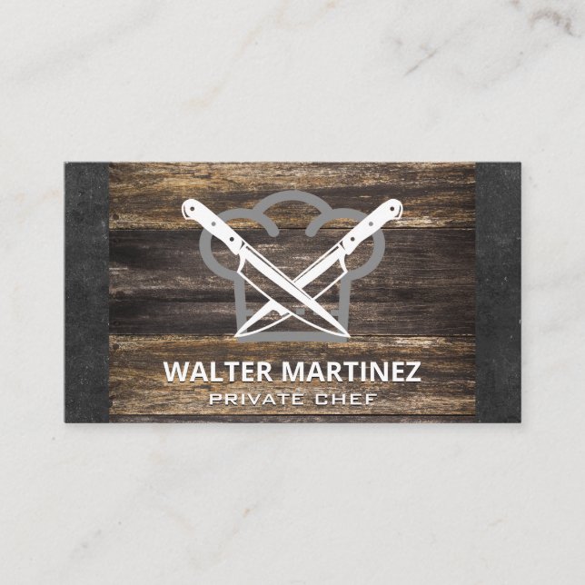 Crossed Knives | Chef Hat Business Card (Front)