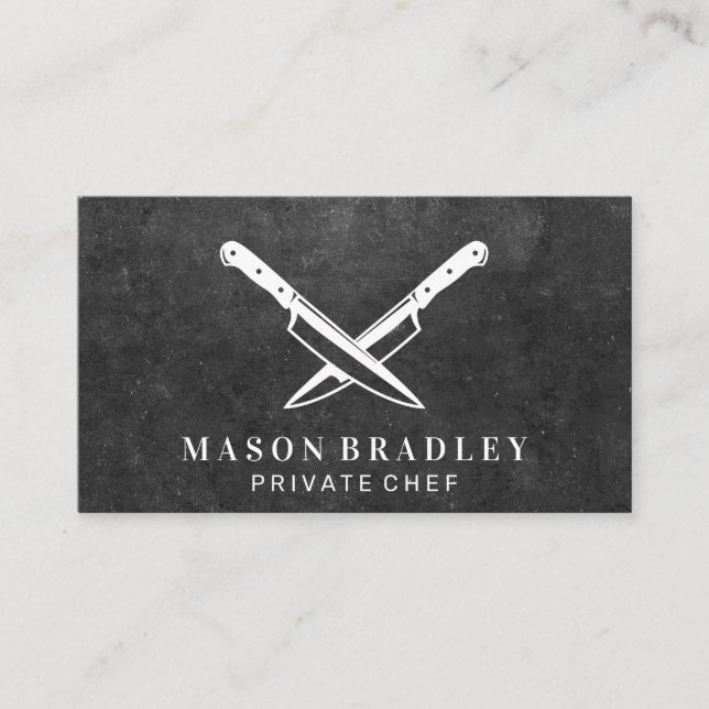 Crossed Knives | Slate Business Card (Front)