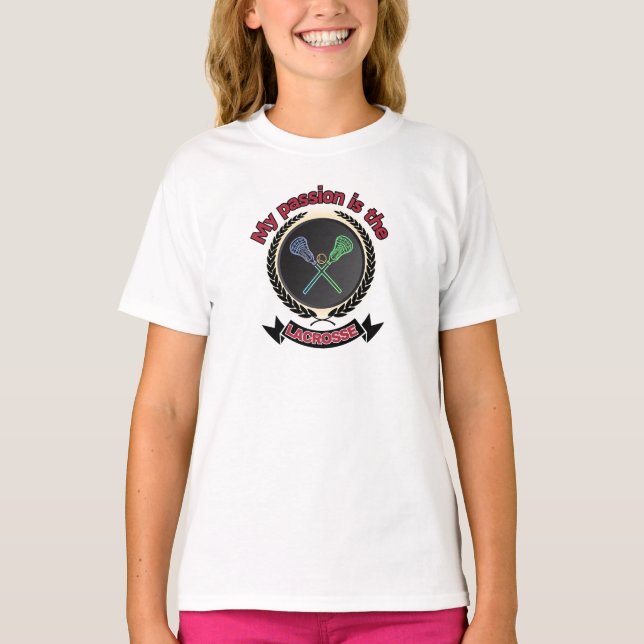 Crossed Lacrosse Sticks Ball Passion Sport Game T-Shirt (Front)