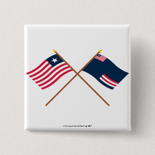 Crossed Liberia and Grand Bassa County Flags 2 Inch Square Button