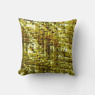 Crossed lines and ochre yellow square notch throw pillow