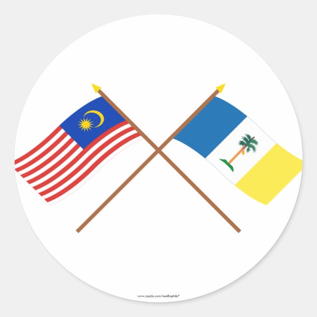 Crossed Malaysia and Penang flags Classic Round Sticker (Front)