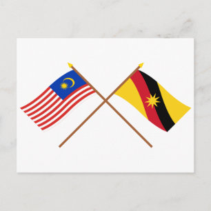 Crossed Malaysia and Sarawak flags Postcard