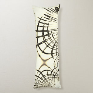 Crossed nut-brown curved traces, light background body pillow