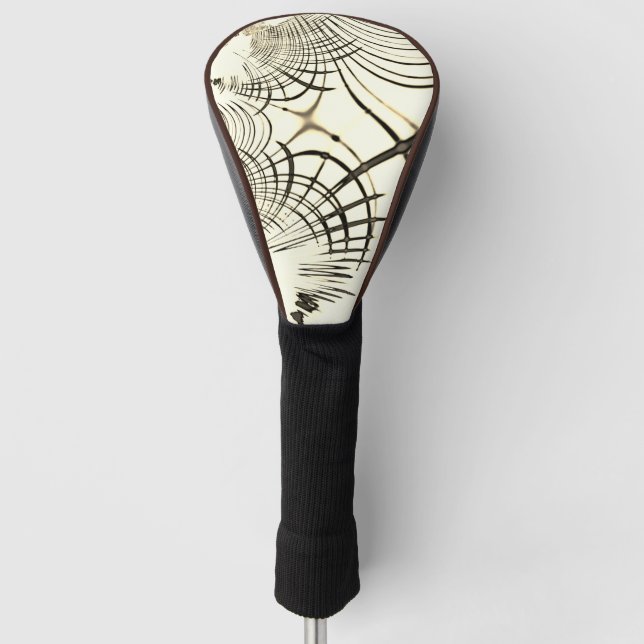 Crossed nut-brown curved traces, light background golf head cover (Front)