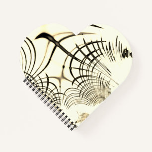Crossed nut-brown curved traces, light background notebook