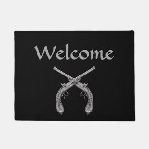 Crossed Pistol Welcome Doormat