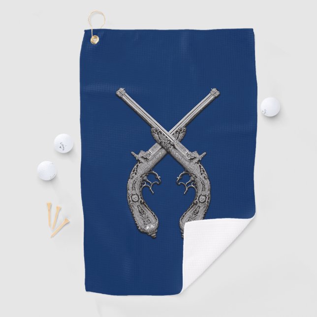 Crossed Pistols Navy Golf Towel (InSitu)
