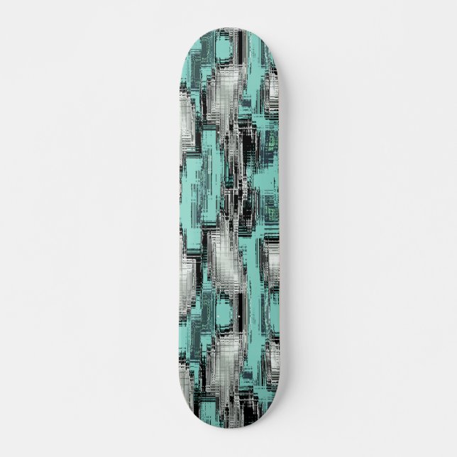 Crossed pixelated lines forming abstract squares skateboard (Front)