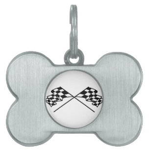 Crossed Racing Flags Pet Name Tag