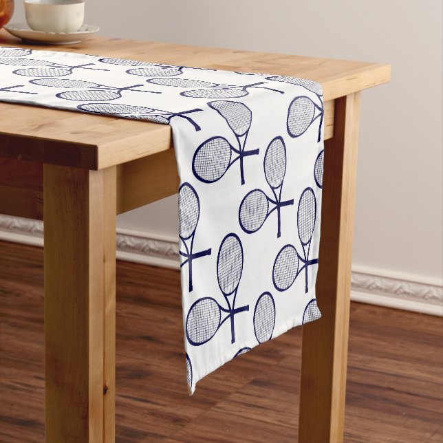 Crossed Rackets Silhouette Short Table Runner (In Situ)