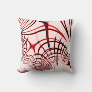 Crossed red and brown curves on light background throw pillow