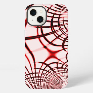 Crossed red curved traces on clear background iPhone 13 case