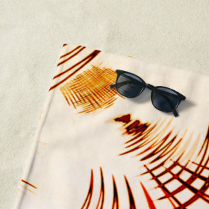 Crossed red curved traces with aged effect beach towel